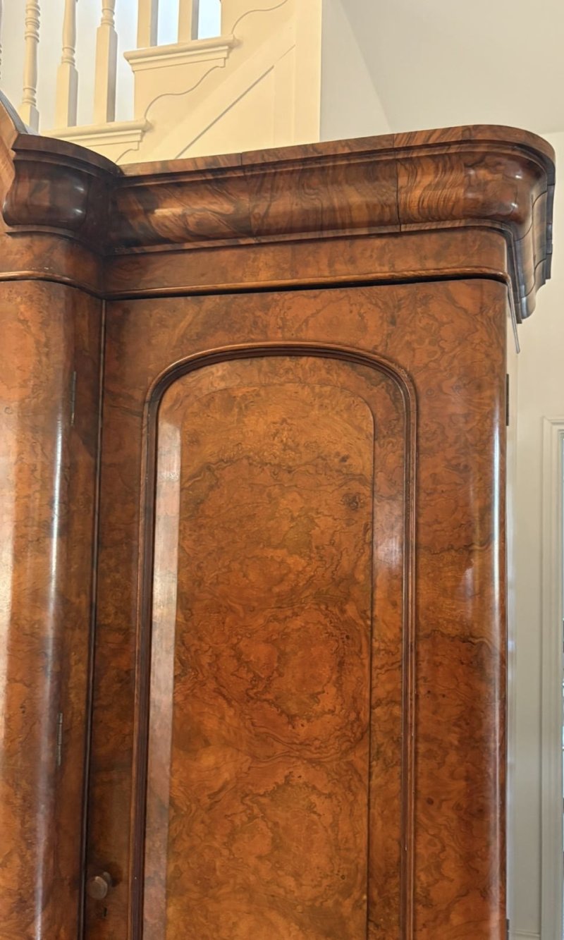 Outstanding Quality Large Antique Victorian Burr Walnut 3 Door Wardrobe - Image 5